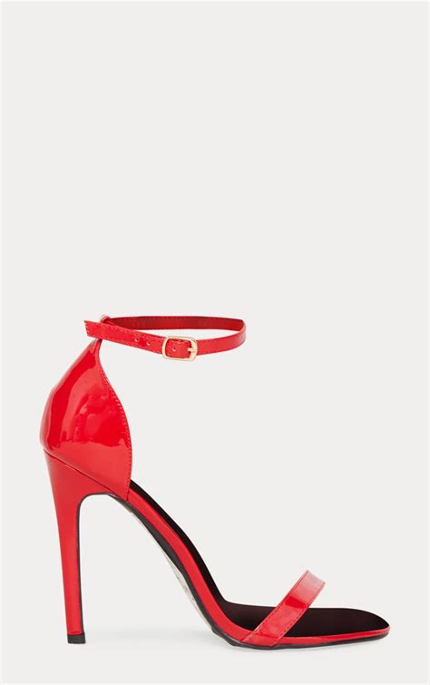 Red Patent Heeled Strappy Sandal Prettylittlething