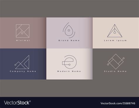 Minimal Logo Designs Set Six Concept Royalty Free Vector
