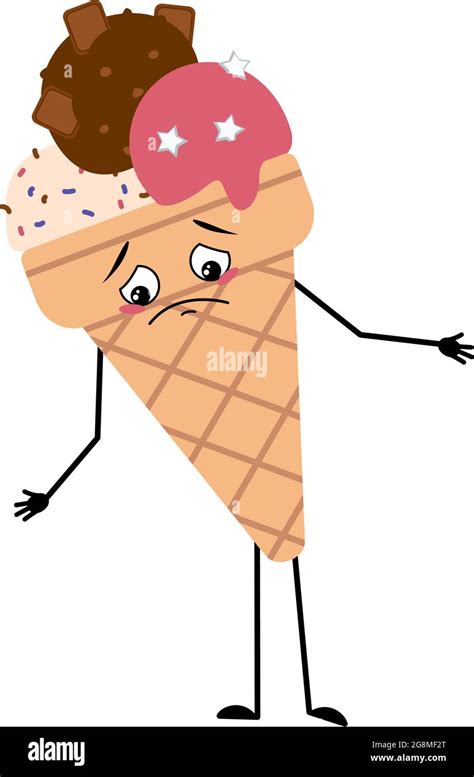 Cute Ice Cream Character With Sad Emotions Stock Vector Image And Art Alamy