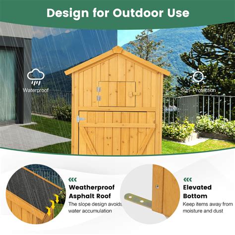Goplus Outdoor Storage Shed Wooden Garden Storage Cabinet With Lockab
