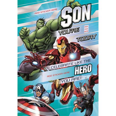 Birthdays come once a year but our selection of birthday invitation cards will make getting a year whether it is a milestone birthday, a party for your kids or a surprise party, browse here for the. Son Aged Birthday Marvel Avengers Birthday Card (25462231) - Character Brands