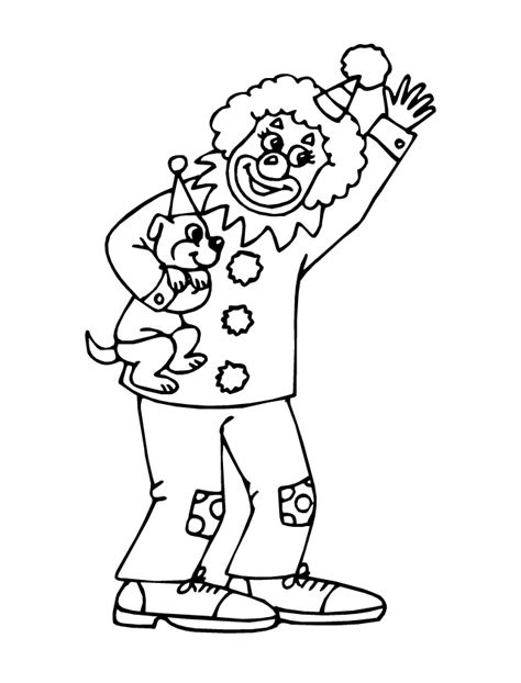 Un clown est un personnage comique de l'univers du cirque. Coloriage, le clown et le chien - Tipirate