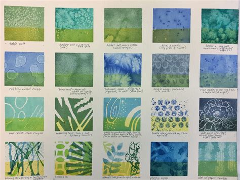 Sampler Of Special Watercolor Techniques In Grid Format For Srjc By L Beerntsen Watercolor