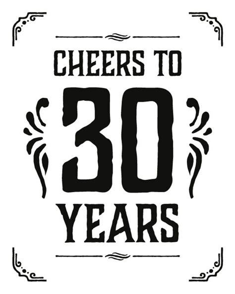Cheers To 30 Years Sign Printable 30th Birthday Decor Etsy