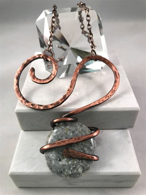 Copper Jewelry Copper Necklace Copper Wire Jewelry Grey Etsy