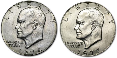 1974 P 1977 P Eisenhower Ike Clad Dollar Brilliant
