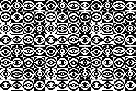 Seamless Eye Pattern With Repeating Abstract Eye Illustrations In Black
