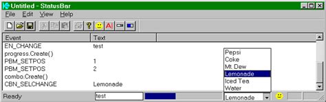 Create Show Progress Control Editbox Combobox Icon In Status Bar
