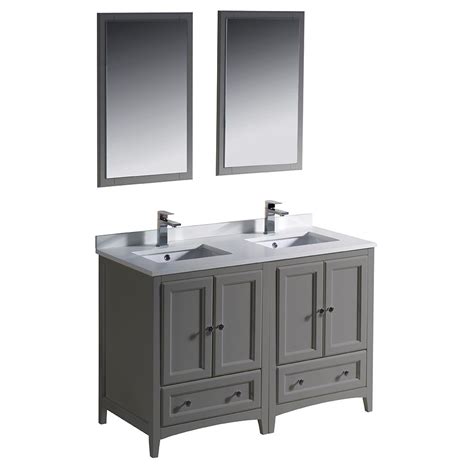 2cm black granite top preassembled with a bowl, cut for 8″ faucet spread, and. Fresca Oxford 48 in. Traditional Double Bath Vanity in Gray with Quartz Stone Vanity Top in ...