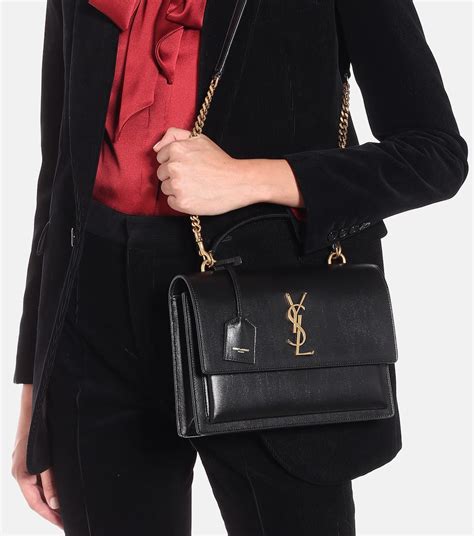 Sunset Medium Leather Shoulder Bag In Black Saint Laurent Mytheresa