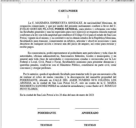 Formato De Carta Poder Simple Pdf Peter Vargas Ejemplo De Carta