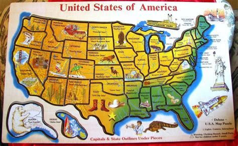 Wooden Usa Map Puzzle With Capitals And States Ages 5 To 8 Other