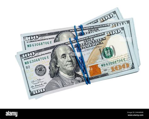 One Hundred Dollar Bills Stack Isolated On White Background Us