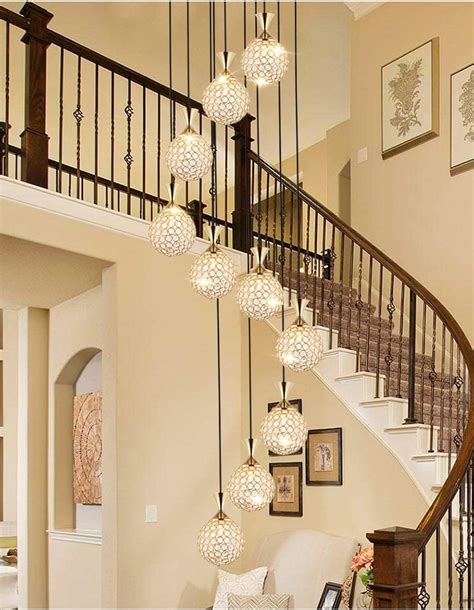 Multi Lights Pendant Light Rotating Staircase Long Chandeliers