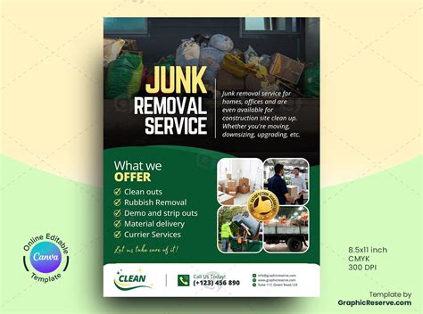 Junk Removal Service Flyer Bundle Canva Template Graphic Reserve