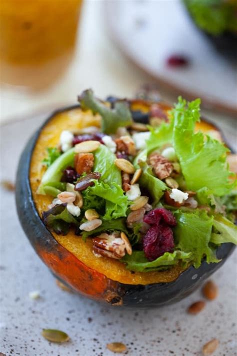 Fall Harvest Salad Stuffed Acorn Squash The Foodie Dietitian Kara Lydon