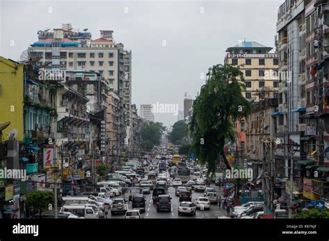 Urban Street View In Yangon Myanmar Stock Photo Alamy