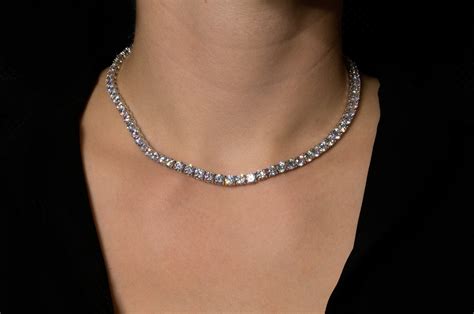 Tennis Necklace 5mm 3600 6700tcw Round Created Diamond 925 Solid