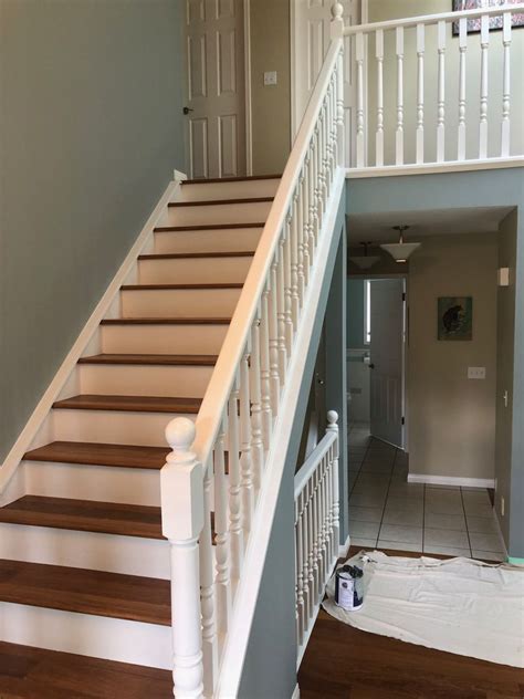 Fits to any handrail that as a flat to the underneath. 45 HQ Images Black Banister White Spindles : Painting ...