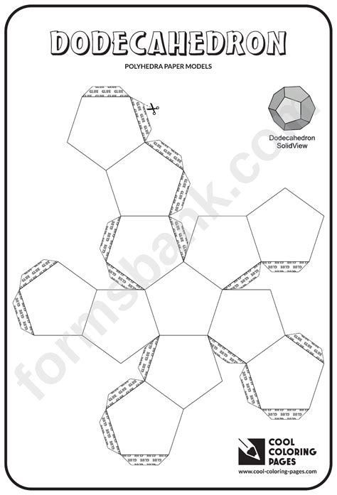 Dodecahedron Template And Coloring Sheet Printable Pdf Download
