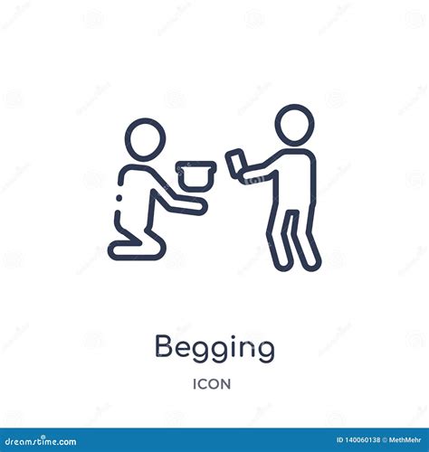 linear begging icon from humans outline collection thin line begging icon isolated on white