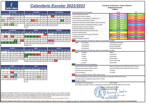 Calendarios Escolares Provinciales 20222023 Docentes Clm