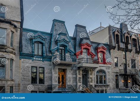 Colorful Victorian Houses In Square Saint Louis Montreal Quebec