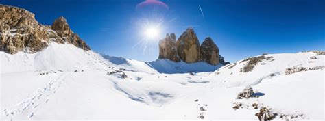 Winter Landscape Of The Dolomites Tre Cime Di Lavaredo Italy Stock