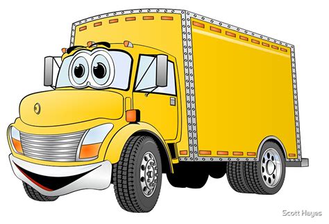 box truck yellow cartoon  graphxpro redbubble