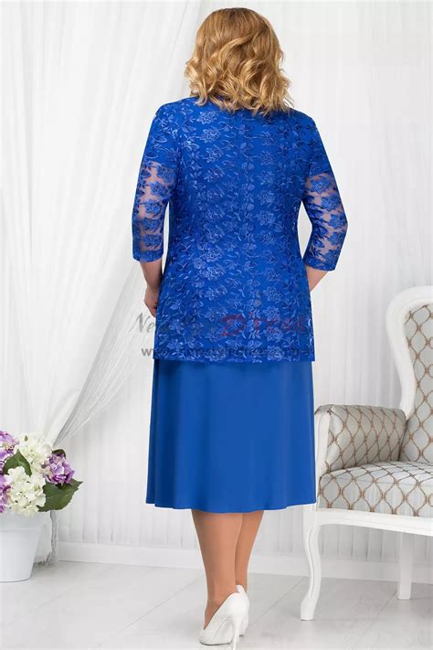 Plus Size Royal Blue Mother Of The Bride Dress With Lace Jacket Classic Women Outfit Custom Made