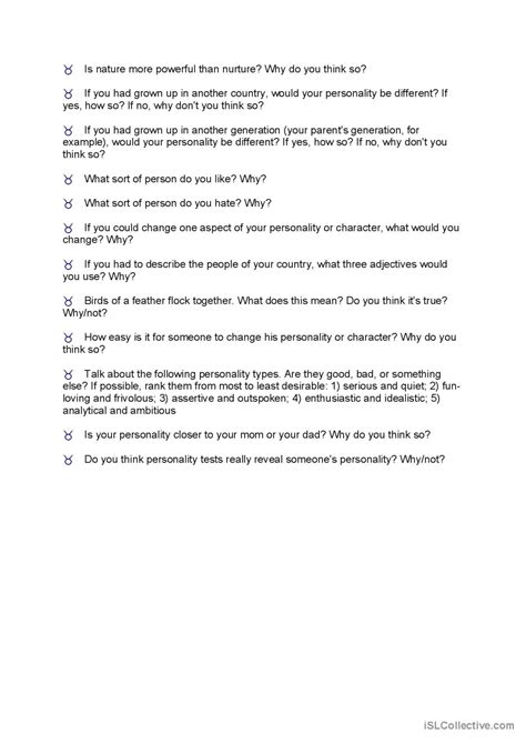 Personality Conversation Questions English Esl Worksheets Pdf And Doc