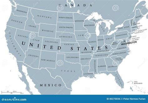 Politische Karte Der Usa Vereinigten Staaten Von Amerika Vektor