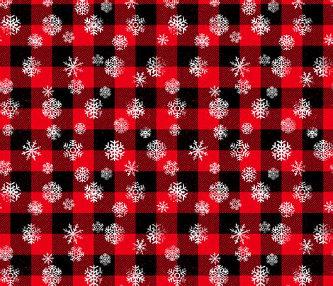 Free for commercial use no attribution required high quality images. Snowflake Buffalo Plaid Black Red fabric - wickedrefined ...