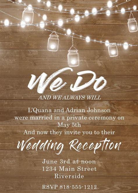 After The Fact Party Invites Wedding Reception Invitation Wording