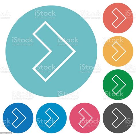Right 90 Degrees Angle Arrow Outline Flat Round Icons Stock