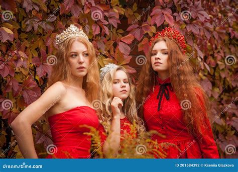 Les Filles Russes Sont Belles Traditions Nationales Russes Soeurs Dans Des Couronnes Épouses