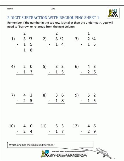 As well as the sheets on this page which involve regrouping, we also have a selection of double digit column addition worksheets without regrouping. Subtraction Column Method Worksheet | Worksheets Free Download