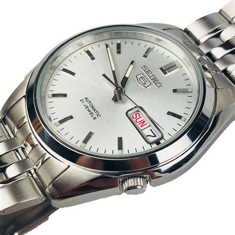 seiko 5 automatic silver dial stainless steel men s watch
