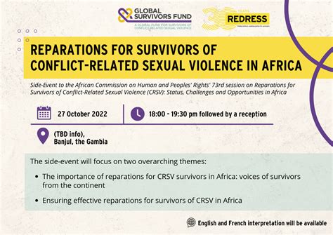 Event Reparations For Survivors Of Conflict Related Sexual Violence In Africa Redress