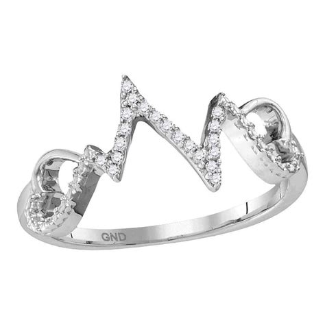 Sterling Silver Womens Round Diamond Heartbeat Ring 110 Cttw Ebay