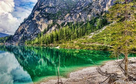 Download Wallpapers Dolomites 4k Summer Green Lake Mountains