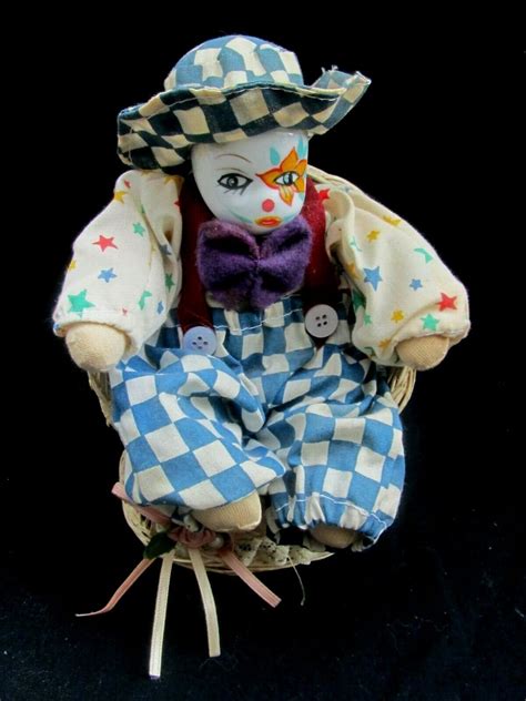 Lot Of 4 Vintage Clown Dolls Porcelain Ceramic Faces And Soft Bodies W Bonus 4 Vintage