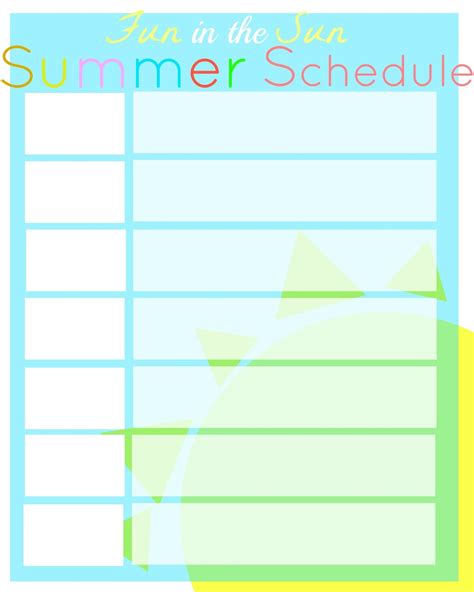 City Of Creative Dreams Summer Kids Schedule Printable Kids Summer