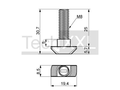 Hammer-head bolt M8x25 ️ 0.2€ Profile technology - Item No 100807