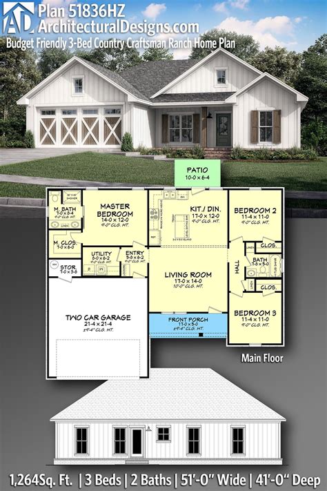 Plan 57306ha Craftsman Ranch Home Plan Craftsman Hous