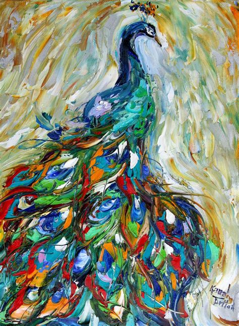 Abstract Peacock Photos Art Original Painting Peacock Palette Knife