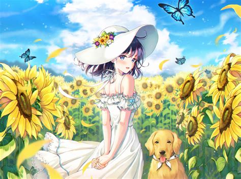 Pin By Xuânˆˆ On Anime Art Sunflower Anime Flower Anime Butterfly