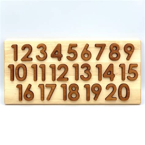 Wood 1 20 Numbers Puzzle All Natural Waldorf Montessori Homeschool Toy