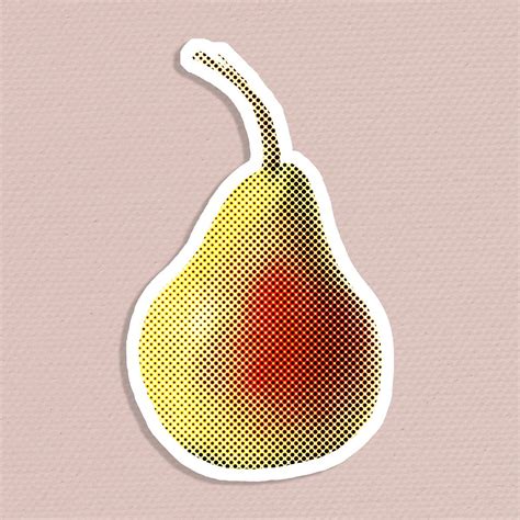 Halftone Pear Sticker With A White Border Free Image By