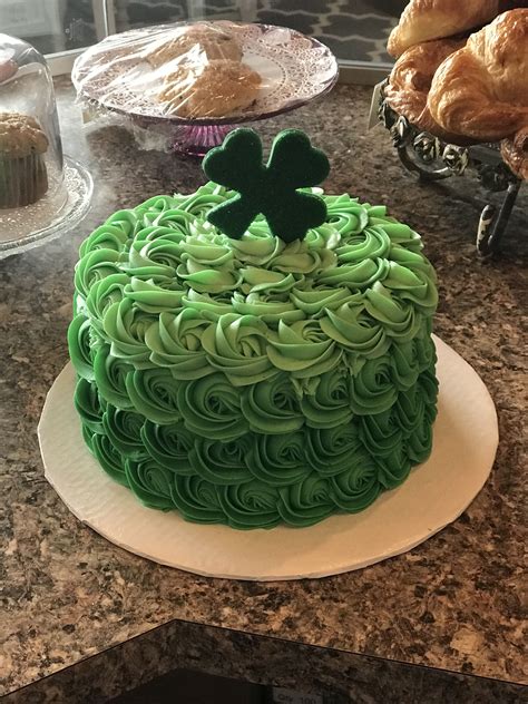 St Patricks Day Ombré Green Rosette Buttercream Cake St Patricks